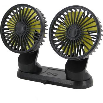 Doppellüfter fürs Auto, 5V USB/12V/24V, um 360° schwenkbar, zweistufig