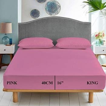Royale Primo Extra Deep 16 Fitted Sheets (Pink, King)