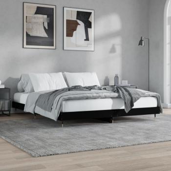 Black Bed Frame 120x200 cm Engineered Wood