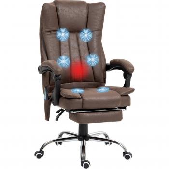 Vinsetto Heated Massage Office Chair with Footrest, Dark Brown