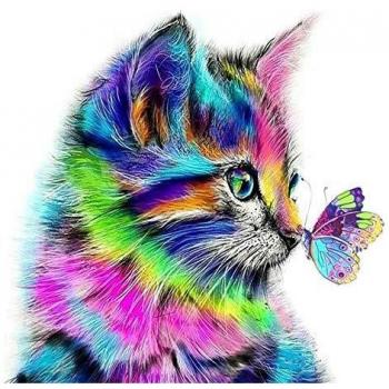 AmzKoi Diamant-Kunstwerk: Katze 5D Set, Wanddekoration 30x30 cm