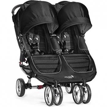 Baby Jogger City Mini Double Black/Gray Twin Stroller con Cinture di Sicurezza Rimovibili e Plegabile in Secondi