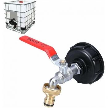 Dispositif d’arrosage Ulissem : robinet double laiton pour cuve IBC 1 000 L – adaptateur ½, filet 60 mm
