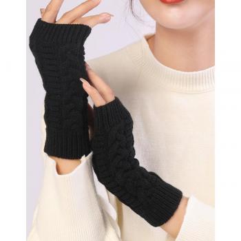 Guantes de mujer sin dedos, mitones de invierno, cálidos y elásticos, con diseño de agujero para el pulgar, en colores negro, rojo y gris