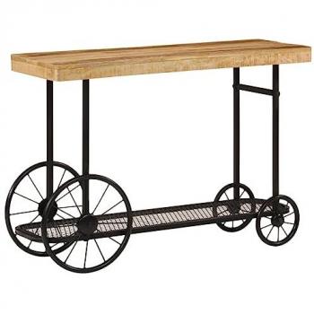 Table d'entrée 112x36x76 cm en bois massif de manguier et fer