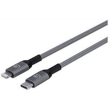 Manhattan 394307 Lightning‑USB‑C Synchronisationskabel – 1,8 m, Space Grau