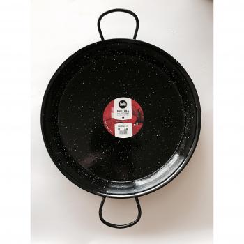 La Valenciana 10 cm Paella de Acero esmaltado, Negro, 38 cm