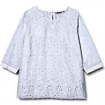 Camicia a Maniche Lunghe Carmakoma 3/4 Broidery Anglaise in Bianco Brillante, taglia 42 (Donna)