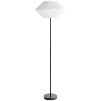 Lampadaire Moderne En Métal Abat-jour En Tissu Accessoire Décoratif Luminaire Salon Chambre Blanc Maketsi