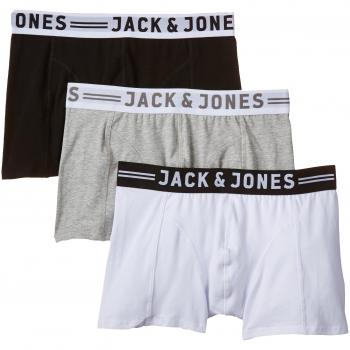 Jack & Jones 'Sense' Men's Boxer Trunks Trio (Grey Melange, Black, White)
