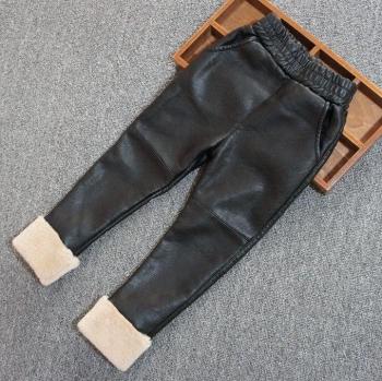 Warm Faux PU Leather Leggings for Girls
