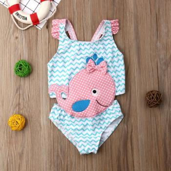 Cartoon-Fisch Design Rüsche Babybademode Für Kleine Mädchen