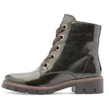 ARA Damen Stiefelette Grün Blockabsatz Lackleder Größe 40