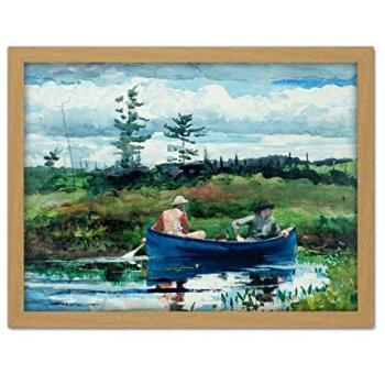 Winslow Homer: The Blue Boat (18x24) – Heavy‑Duty Wood Frame, Light Oak
