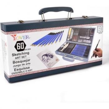 Kit de Dibujo Profesional: 60 Unidades + Cepillo y Regla