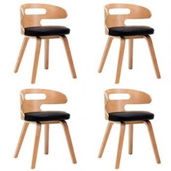 Set de Sillas de Comedor 4 Uds Madera Curvada y Cuero Sintético