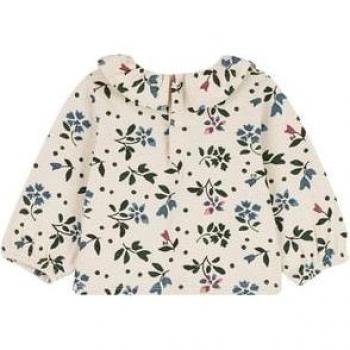 Gaze de coton blanc avalanche blouse bébé manches longues imprimée Petit Bateau