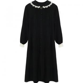 Vestido Casual Negro con Collar Sailor para Niñas