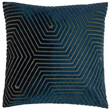 Paoletti Navy Geometric Cut Velvet Pillow