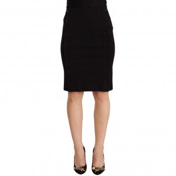 GF Ferre Black High Waist Viscose Pencil Skirt