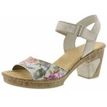 Rieker Damen Sandalette 69789 – leichte Riemchen mit Absatz, weiß/muschel