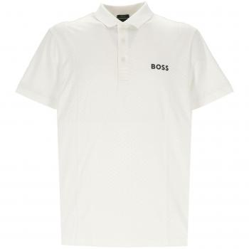 BOSS Paddytech Men's White Gradient Polo Shirt