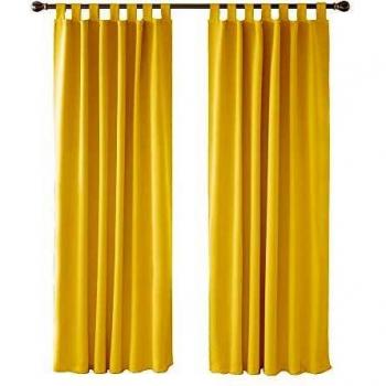 Deconovo Verdunkelungsvorhänge – 200 × 140 cm, senfgelb, Doppelpack