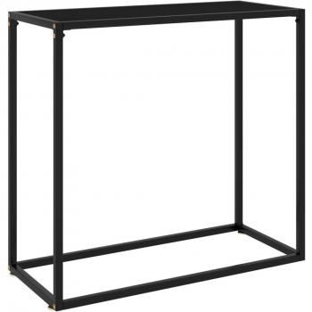 Table console 80x35x75 cm en verre trempé noir