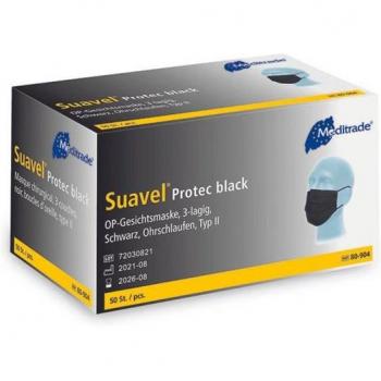 MediTrade Erste‑Hilfe‑Set: Meditrade Suavel® Protec OP‑Maske, 50 Stück (Schwarz)