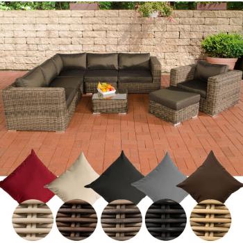ARIANO Gartenlounge-Set: Ecksofa, Sessel, Hocker & Tisch in Anthrazit