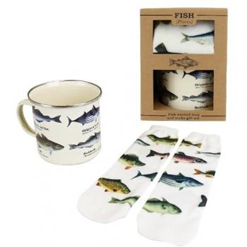 Maritimes Geschenkset: Tasse und Fischsocken
