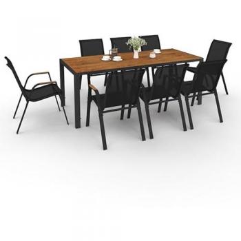Salon de jardin moderne avec chaises empilables