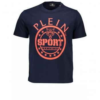 Plein Sport Men's Blue T-Shirt with Signature Details