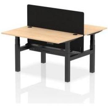 Air 1400 x 800mm Height Adjustable 2 Person Bench Desk with Beech Top and Cable Organizer