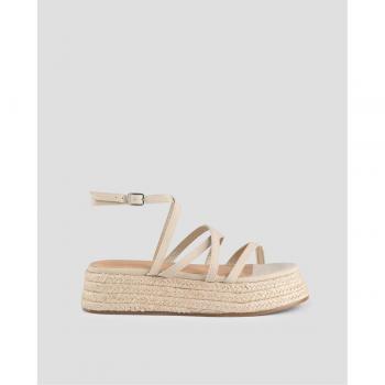 Sandalias de plataforma LEE ECRU con detalles en ante vegano y color ocre
