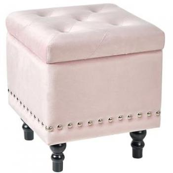 Pouf Tabouret Velours Capitonné Loretto
