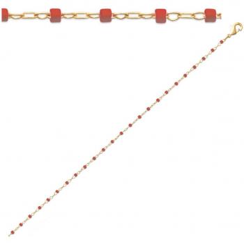 Lily's Treasures Bracelet Rouge Doré Plaqué Or 18 cm – R1099