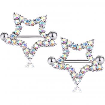 Nipple Ring Star Strass Acier Inoxydable
