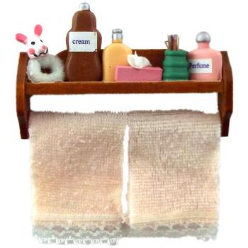 Estante de Baño Rosa para Casa de Muñecas