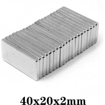 Permanent Neodymium Magnetic Block 40 × 20 × 2 mm