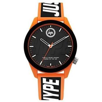 Hype Unisex Orange and Black Silicone Strap Watch