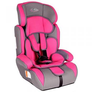 Tectake Auto-Sitz Gruppe 1 2 3, 9-36 kg, 1-12 Jahre, Pink/Grau