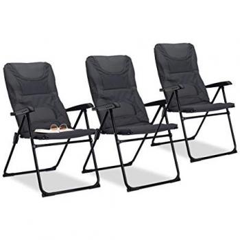 Lot de 3 chaises de camping Relaxdays, confort optimal