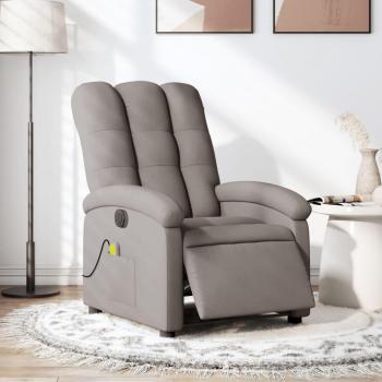Sillón reclinable de masaje eléctrico en tela, gris claro/gris oscuro/negro (vidaXL)