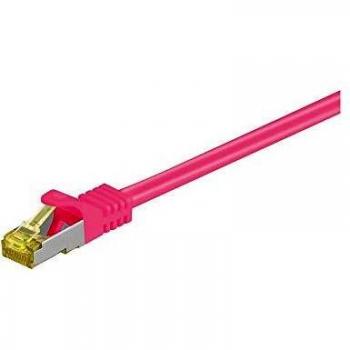 Goobay 91659 RJ45 Câble de Liaison, S/FTP, avec CAT 6A Câble en Vrac, Magenta,