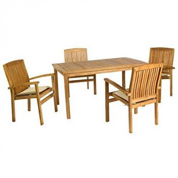 Tavolo Colonial Chic in teak con 4 poltrone