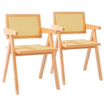 Oviala Set 2 Sillas de Madera y Ratán