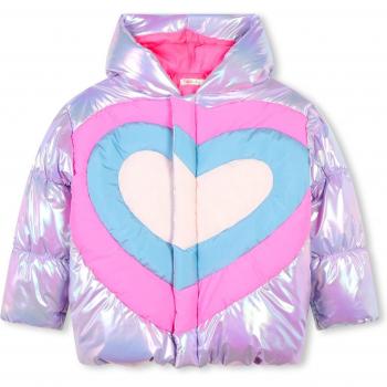 Billieblush Girls' Shiny Hooded Coat with Heart Detail, Multicolor, Size 10 Y