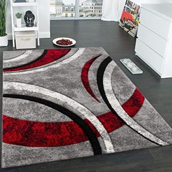 Tappeto Striato Grigio Nero Rosso con Bordo Definito 80x150 cm