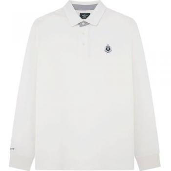 Polo Hackett White Long Sleeve Small Logo, XL, Ideale per le Stagioni Freddie